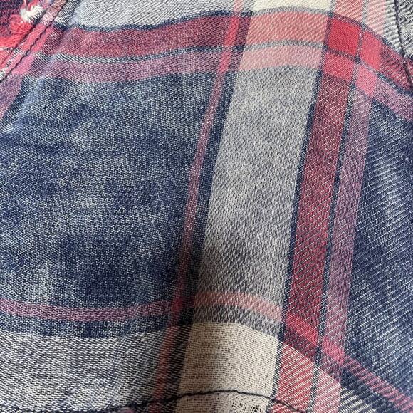 GB Womens Top Size S Blue Plaid Long Sleeve V-Neck Casual Pullover Blouse - Picture 7 of 12